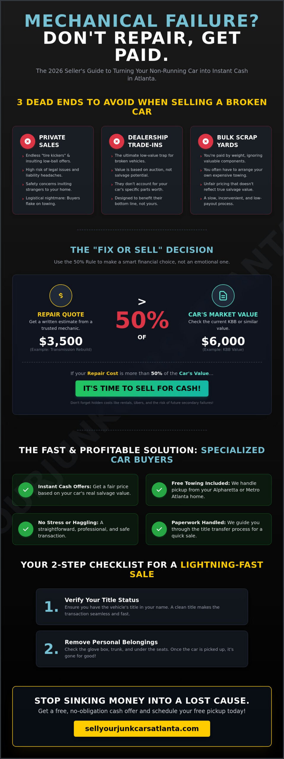 Cash for Cars with Mechanical Problems: The 2026 Seller’s Checklist